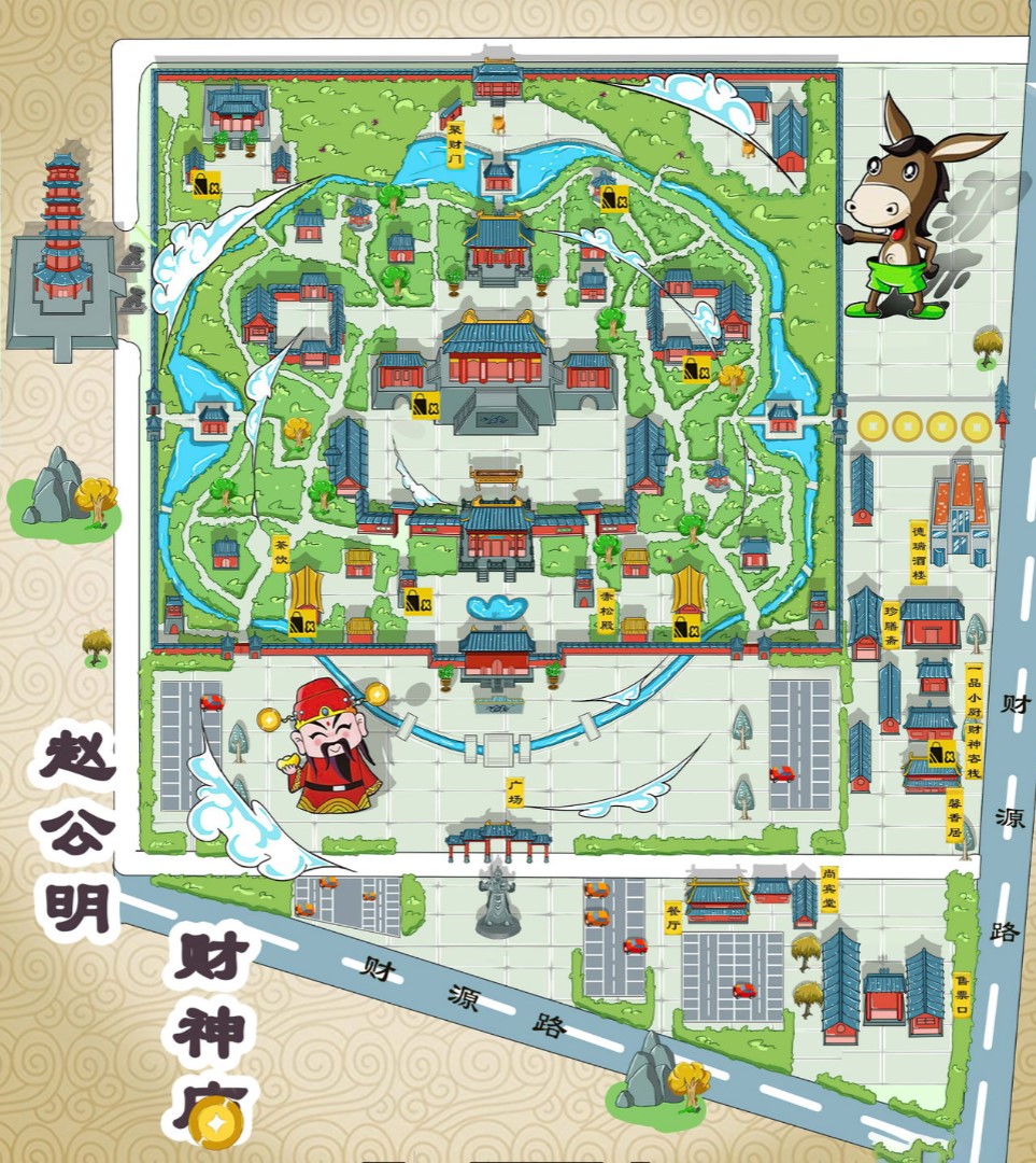 城阳寺庙类手绘地图